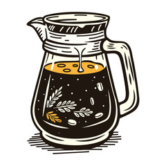 Cold brew in a jug icon in vintage style