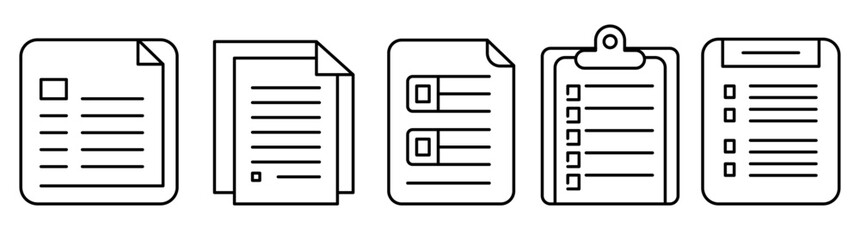 Set of Notepads template flat and line icons on transparent background, line design vector illustration, office supplies concept