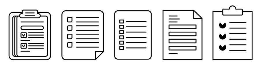 Set of Notepads template flat and line icons on transparent background, line design vector illustration, office supplies concept