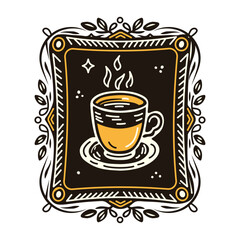 Latte cup picture icon in vintage style