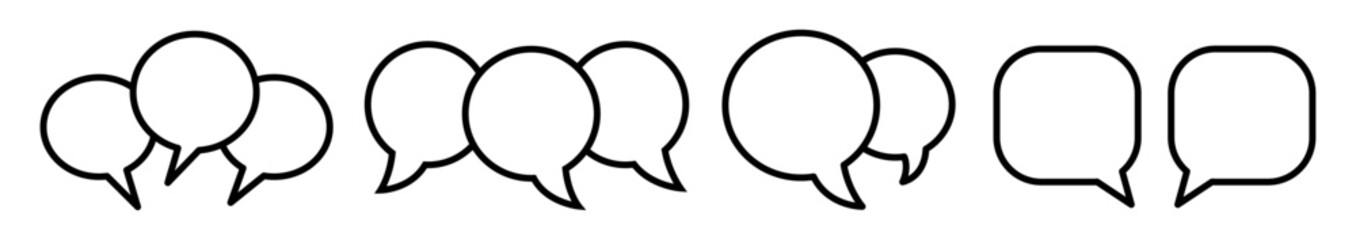 Set of Speech Bubbles template flat and line icons on transparent background, flat line design vector illustration, social media and communication concept