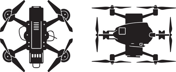 Set FPV Drone. Hand drawn vector illustration	