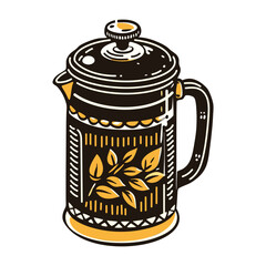 Coffee percolator icon in vintage style
