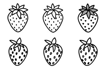Strawberry Line Art Vector Bundle