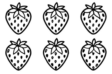 Strawberry Line Art Vector Bundle