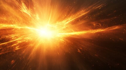 Obraz premium Bright glowing energy burst, cosmic explosion, fiery star.