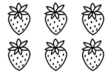 Strawberry Line Art Vector Bundle