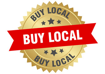 buy local. buy local round red and gold label isolated on transparent background