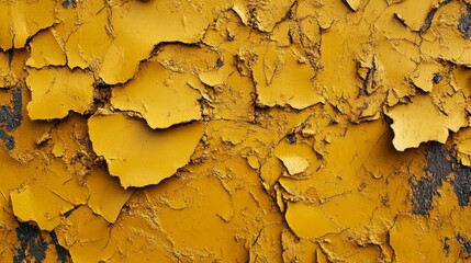 Texture of cracked and peeling yellow paint on a rusty surface.