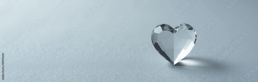 Poster Simple Minimalist Design Featuring A Crystal Clear Heart On A Muted Gray Background Evoking Thoughts Of Love And Affection. 00003