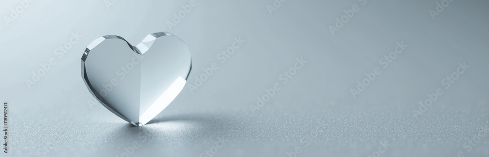 Poster Simple Minimalist Design Featuring A Crystal Clear Heart On A Muted Gray Background Evoking Thoughts Of Love And Affection. 00002