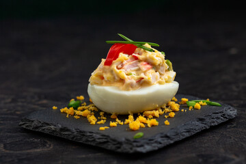 Deviled Egg with Paprika Garnish