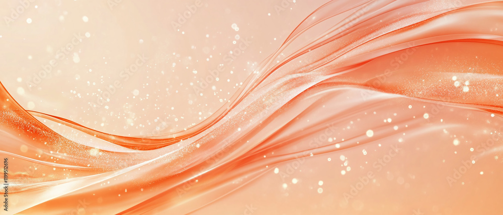 Aufkleber Abstract flowing design in soft orange and pink tones with glowing particles for a creative background