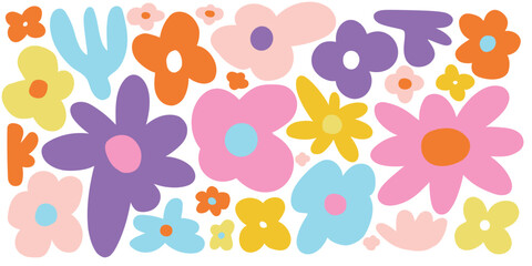 Vibrant floral design featuring colorful daisies in pink, orange, and yellow. Perfect for spring decor, patterns, and nature-inspired artwork.