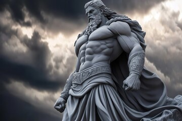 A godly figure carved from stone, embodying cultural significance.