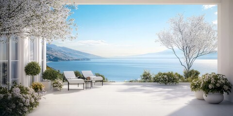 Fototapeta premium A beautiful terrace with ocean views.