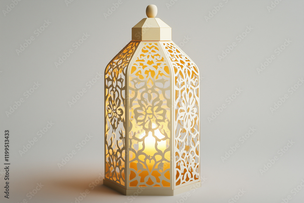 Poster softly lit lantern design with intricate patterns creates a warm ambiance in a cozy space during eve