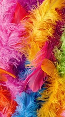 Obraz premium Colorful layered feathers a carnivalinspired texture closeup
