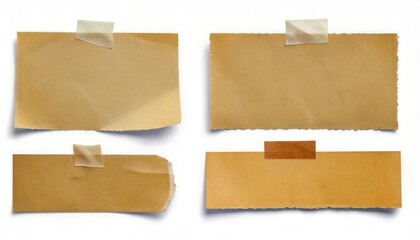 set of note paper piece label vintage grunge tape label ripped tag message. Generated image