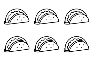 Taco Line Art Vector Bundle