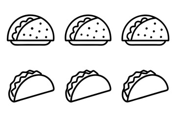 Taco Line Art Vector Bundle