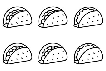 Taco Line Art Vector Bundle