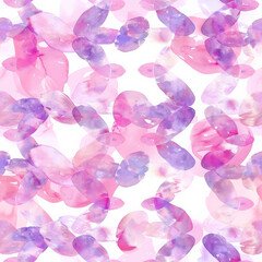 Seamless Soft watercolor pattern with pink and purple abstract shapes
