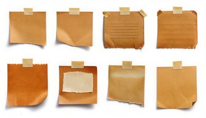 set of note paper piece label vintage grunge tape label ripped tag message. Generated image