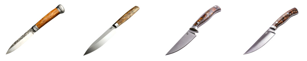 Obraz premium Set of the Stainless steel kitchen knife isolated on transparent background