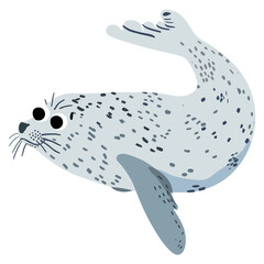 Cute harp seal illustration animal creature cartoon vector