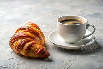 Minimalist Breakfast: Croissant and Coffee, Light and Airy