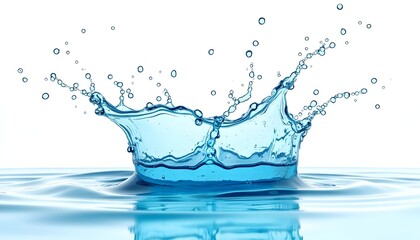 Splashing blue water on white background 