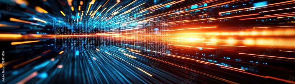 Poster a vibrant, abstract representation of light trails in motion, creating a dynamic sense of speed and 