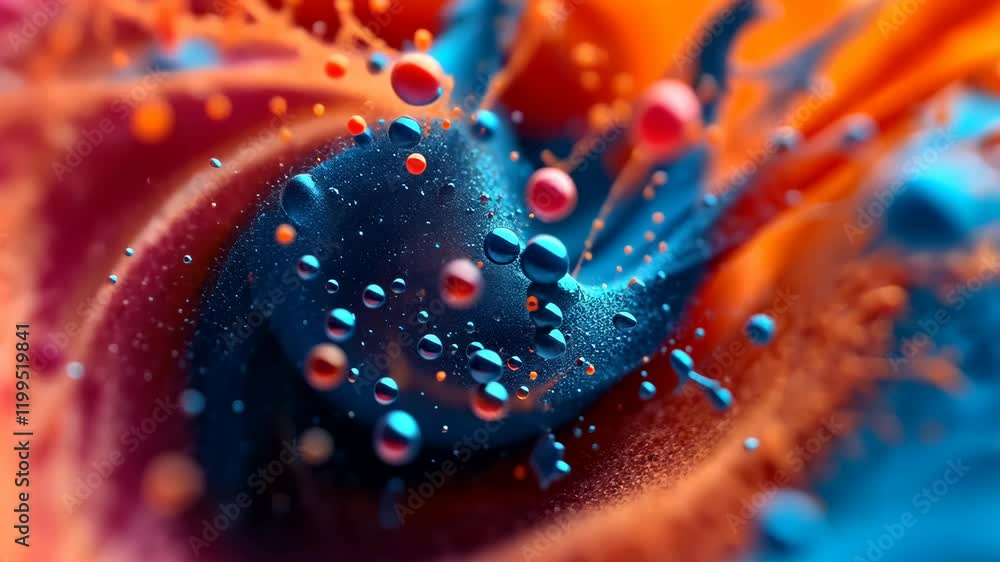 Aufkleber vibrant abstract liquid motion with dynamic colorful droplets and swirling patterns