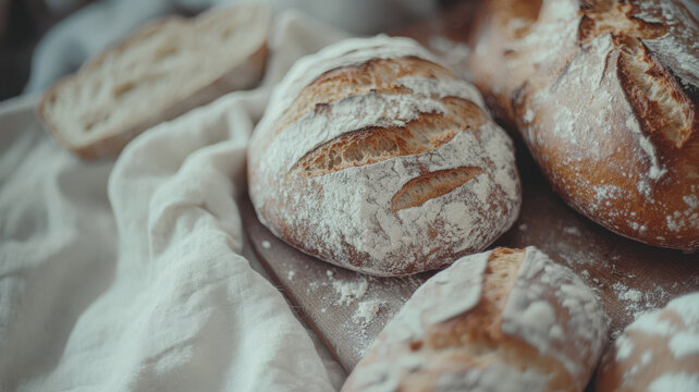 Assorted Bread on Linen Cloth