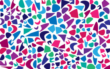 Memphis style set of seamless geometric pattern with shapes and letters. Vector illustration. Abstract seamless pattern. Multicolored triangles, stained glass. Figure markers.