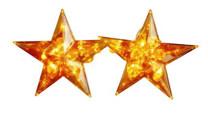 Obraz premium Pair of shiny golden star shapes with a vibrant, glowing texture, perfect for decorations or awards.