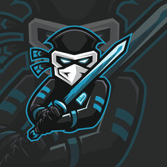 Ninja mascot esport logo design illustration