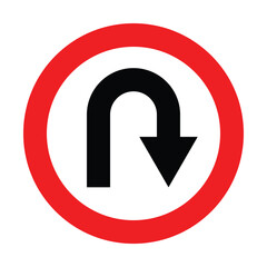 Vector go back return arrow icon, simple vector u turn shape pointer flat design pictogram vector elements for app ads web banner button ui ux interface elements isolated on white background.