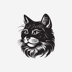 Cat flat old school illustration vector.