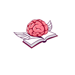 open book with a brain and wings, symbolizing intellectual freedom, creativity, and the spread of knowledge in a visually inspiring way, high quality png isolated on transparent background