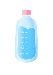 bottle with volume scale. drink more water. glass bottles with liquid, correct daily habits, morning rituals, stay hydrated, water balance concept. illustrations isolated on white transparent back
