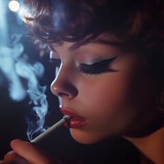 Obraz premium Glamorous Smoking Scene in Low Light