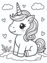 Fototapeta premium Connect The Dots With A Cute Kawaii Unicorn On This Love Holiday Coloring Page, Perfect For Kids To Enjoy. 00001