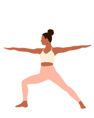 Minimalist Illustration of an African American Woman in Sportswear Doing Yoga, Showcasing Flexibility, Balance, and Inner Peace in a Modern Art Style