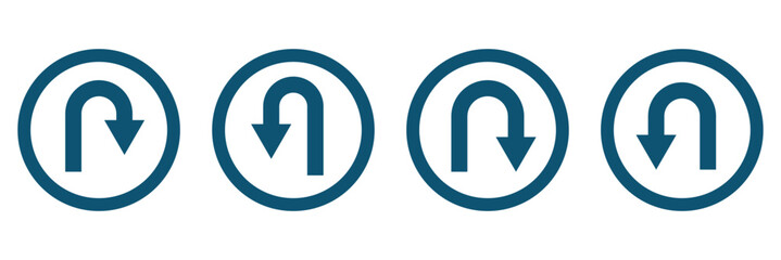 U turn arrow icon. Vector U turn arrow symbol