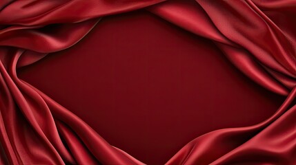 Obraz premium Rich red satin cloth creates a luxurious backdrop featuring elegant folds and abstract waves, perfect for decorations and designs