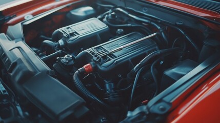 Fototapeta premium Detailed View of Car Engine Components