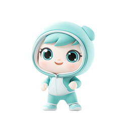 Obraz premium Playful animated character in mint green outfit creative design digital art whimsical front view fun concept