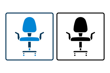 Office Chair icon. icon related to Office. suitable for web site, app, user interfaces, printable etc. solid icon style. simple vector design editable